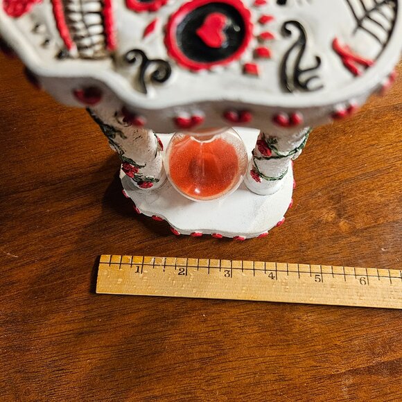 Day of the Dead Candy Skull and Rose Sand timer with Red Sand - Picture 6 of 6